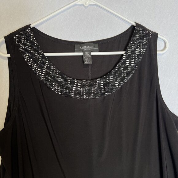 R&M Richards Women's Black Sleeveless Dress & Jacket Black Glitter Size 14W - Picture 2 of 8